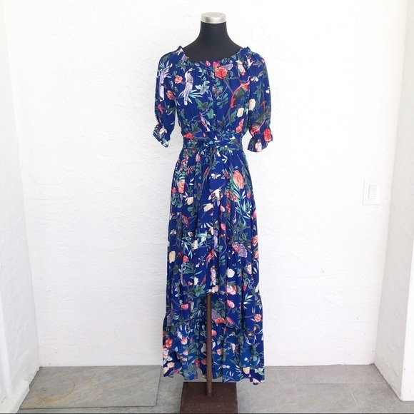 Beautiful Blue Bird High Low Italian Boho Maxi Dress - Picture 1 of 9